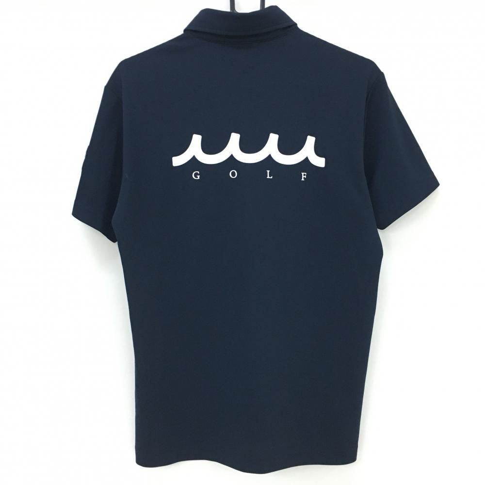 美品】ムータマリン 半袖ポロシャツ ネイビー×白 バックロゴ