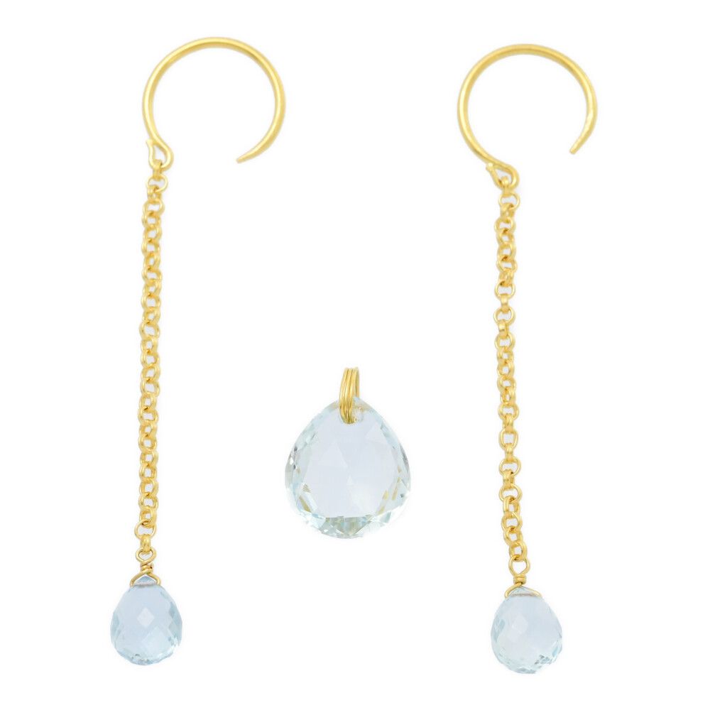 Marie Helene de Taillac マリーエレーヌドゥタイヤック アクアマリン アクワマリン ペンダントトップ ピアスセット|K22-2.6g ♀ S レディース 580672