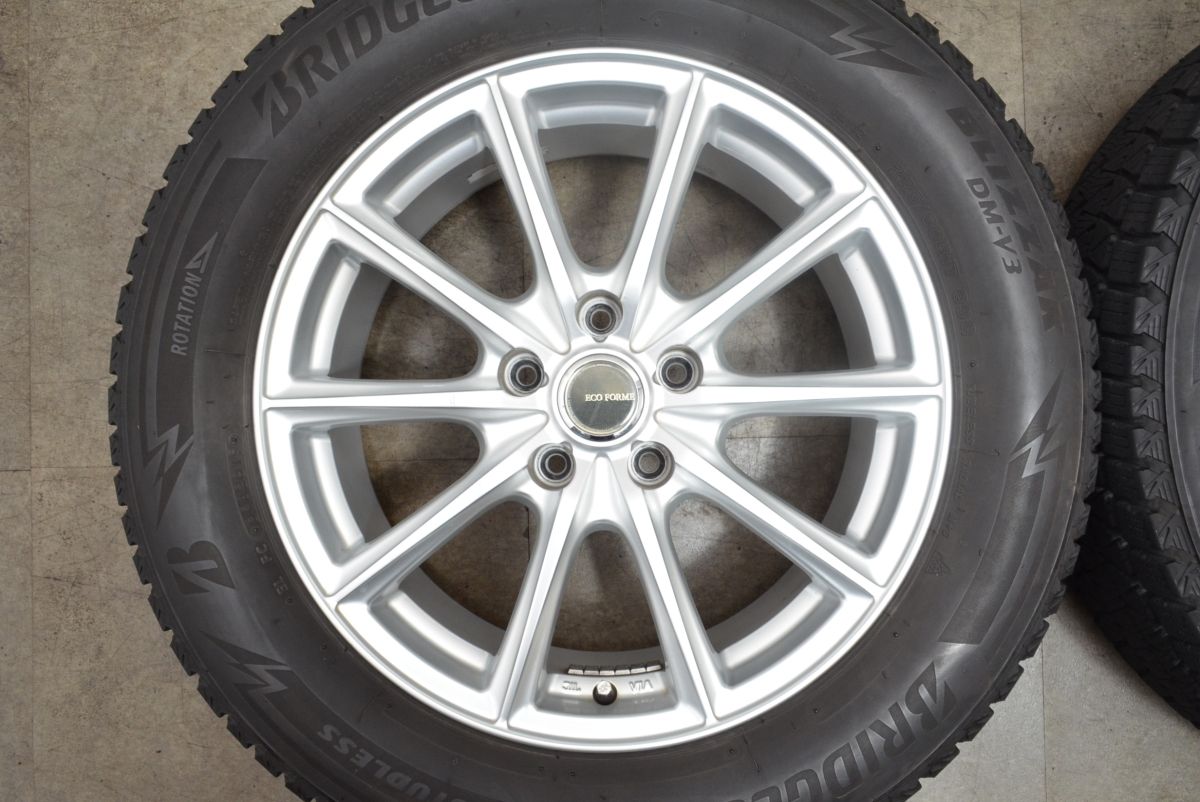 程度良好品 エコフォルム 17in 7J 38 PCD114.3 ブリヂストン ブリザック DM-V3 225 60R17 アルファード ヴェルファイア カローラクロス TRITUETUBI_COM