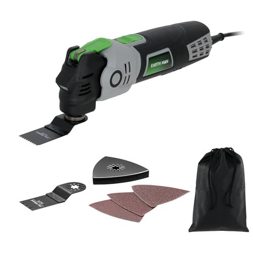 ?儀 Takagi EARTH MAN マルチサンディングカットソー 電動工具 変速ダイヤル 工具不要で刃の交換 スピード調節 6段階 木材 研磨 中抜き切断 軟鉄材 フラット切断 角の研磨 コード式 変速 コード長2m MSC-300SCBmp