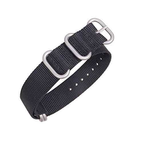 ブラック(Silver buckle)_20mm [Arashen] 20mm Nato ベルト厚手 時計 ベルト ナイロン ナトー ベルト20mm替えバンド 布製nato ストラップ