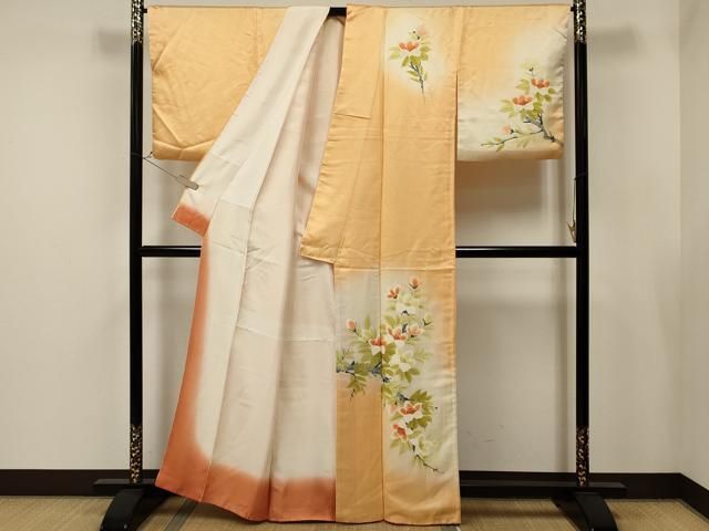 平和屋着物○訪問着 友禅 作家物 枝花文 暈し染め 正絹 逸品  