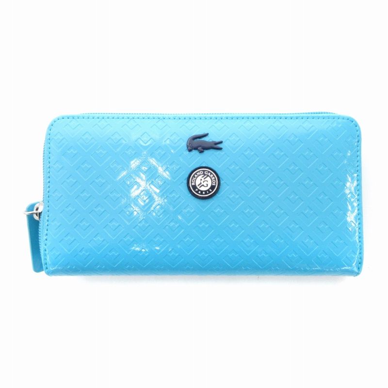 ラコステ LACOSTE 長財布 エナメル ロゴ ラウンドファスナー 総