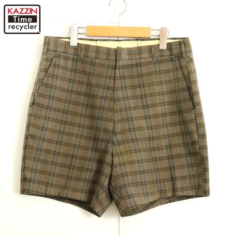 70s vintage チェック柄 スラックス ショートパンツ メンズ M