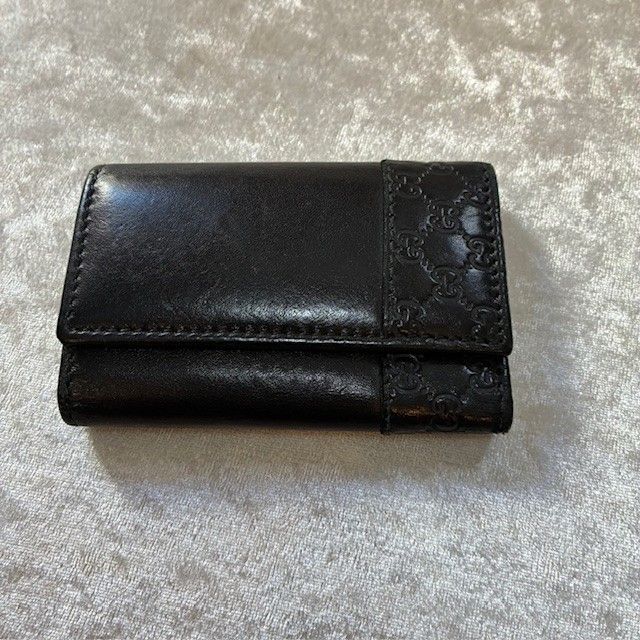 グッチ GUCCI GGシマレザー ブラックレザー6連キーケース
