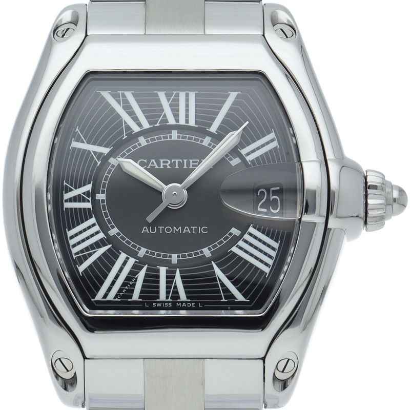 カルティエ ロードスターLM ウォッチ W62041V3 SS メンズ時計 ブラック 仕上げ済