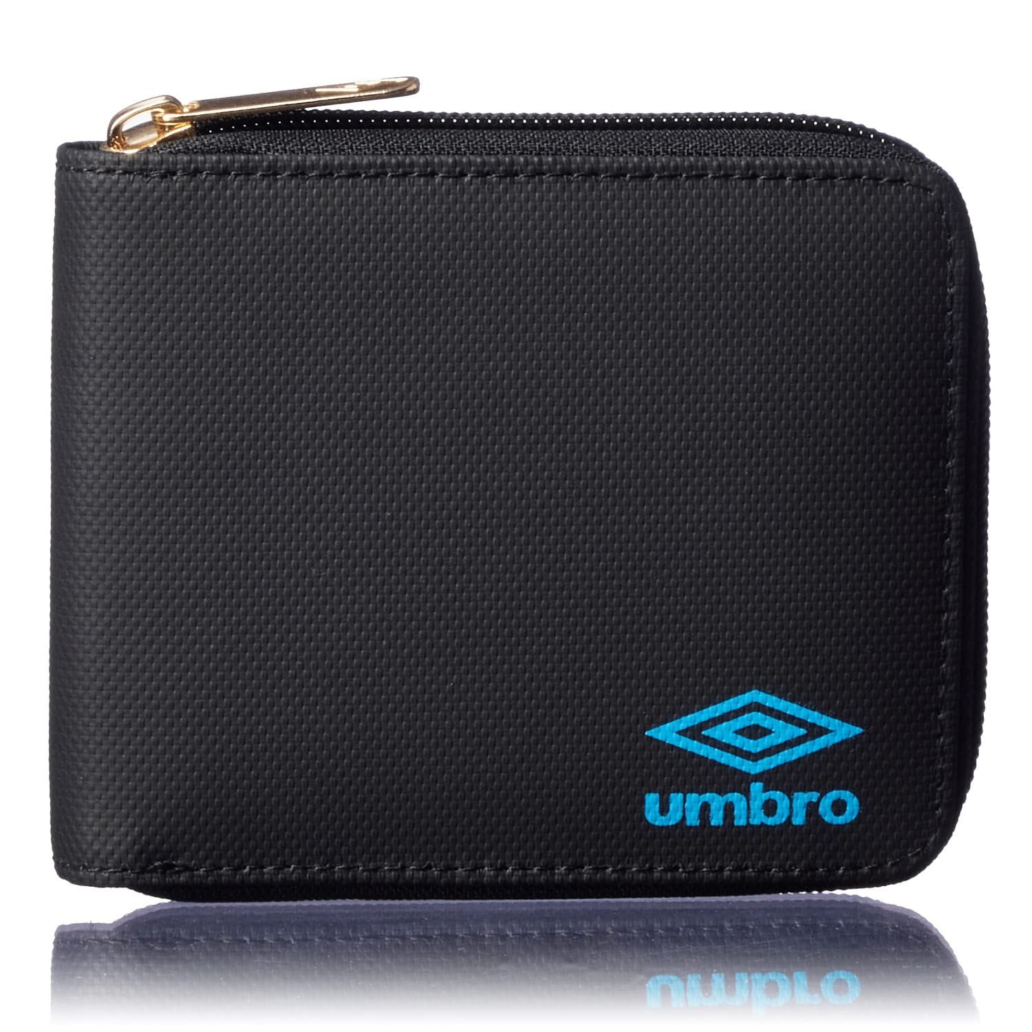 【人気商品】umbro アンブロ メンズ ポリエステル　ラウンドジップ　 2つ折り財布 (ブラック/ブルー)
