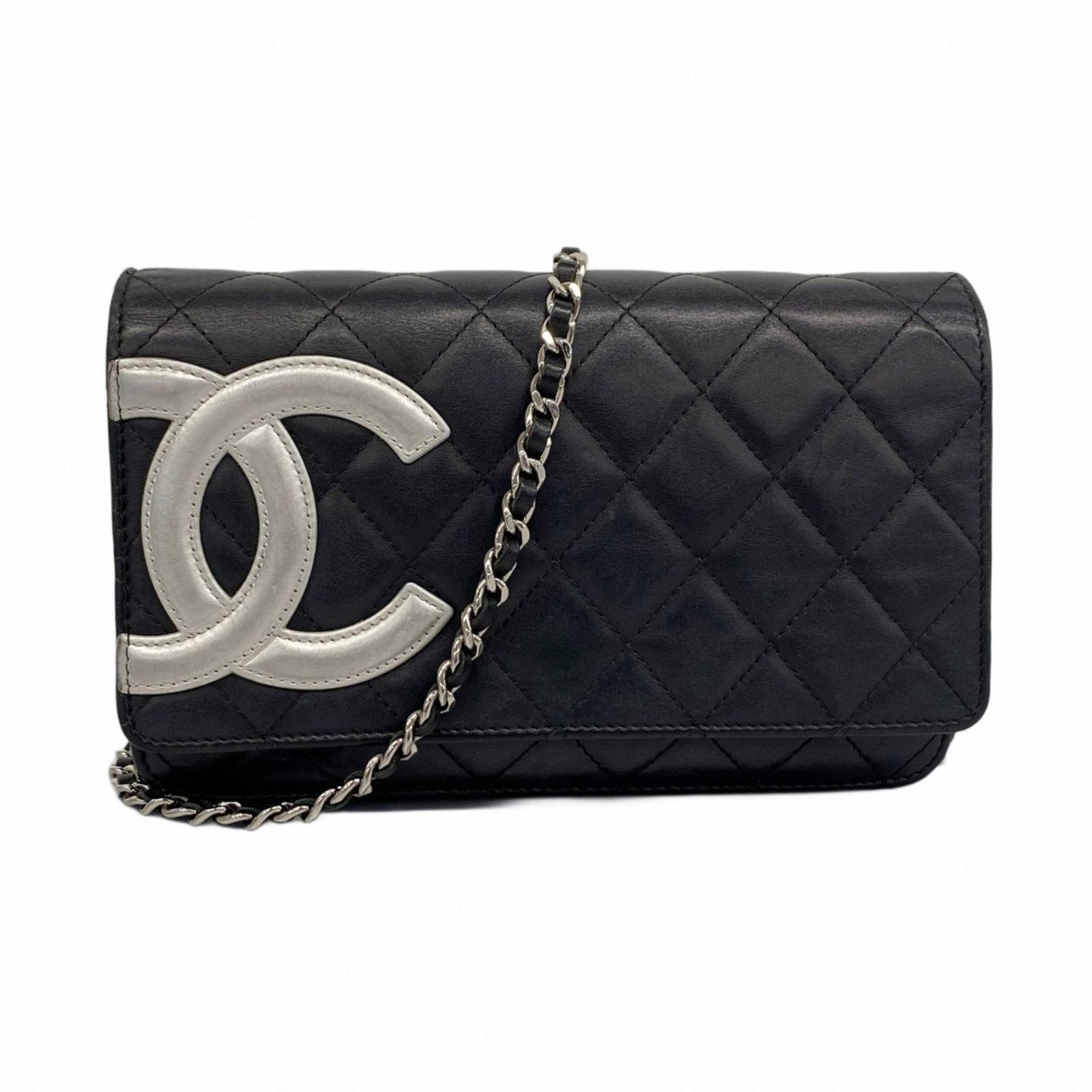シャネル Chanel シャネル ショルダーウォレット カンボン チェーンショルダー ラムスキン ブラック レディース