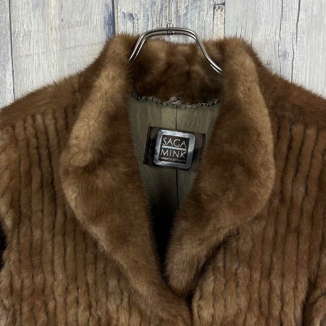 SAGA MINK サガ ミンク ファー 毛皮 ロング コート 茶 11号 サガミンク SAGA MINK ファーコート サファイアミンク 毛皮 ロング