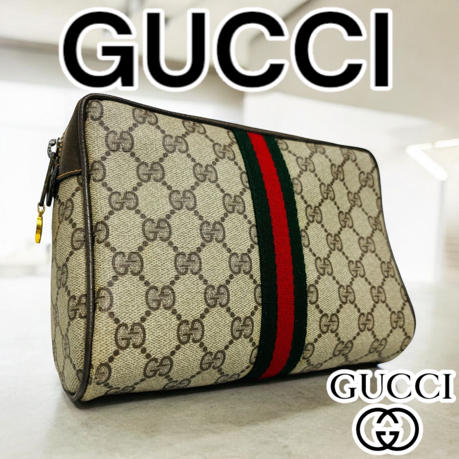 アキ　グッチ クラッチバッグ シェリーライン GGスプリーム PVC GUCCI - 本物 グッチ GUCCI オールドグッチ シェリーライン GG
