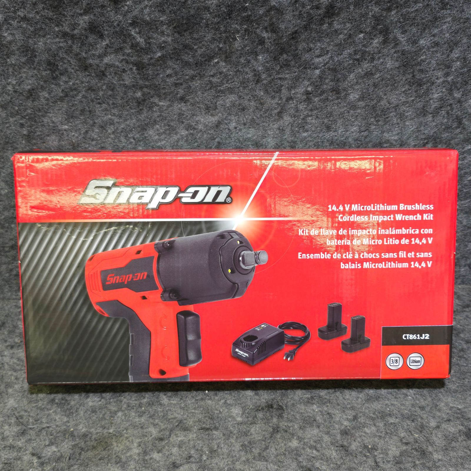 ♥品 スナップオン Snap-on 充電式インパクトレンチ CT861J2 3|8sq 充電器＋バッテリ2個 元箱あり 赤 桶川店