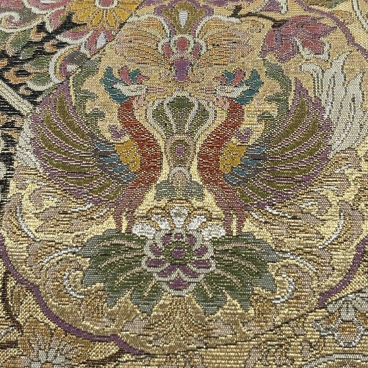袋帯 美品 秀品 扇 華文 金糸 箔 銀色 六通 正絹 【中古