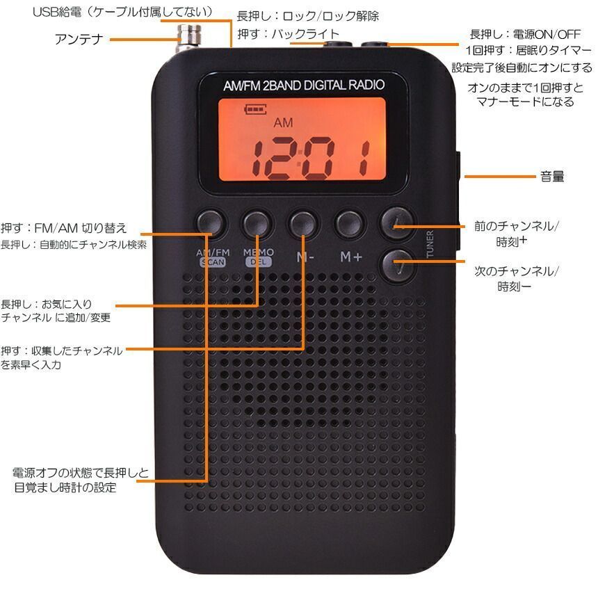 ポケットラジオ ラジオ 防災 小型 おしゃれ ポータブルラジオ