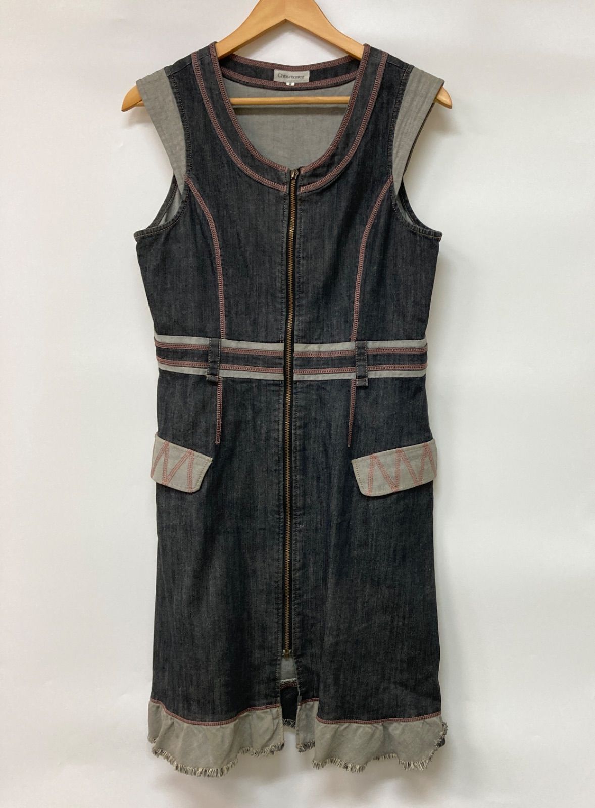 Chris montez クリスモンテス ワンピース ノースリーブ デニム ネイビー レディース 2サイズ CT1921