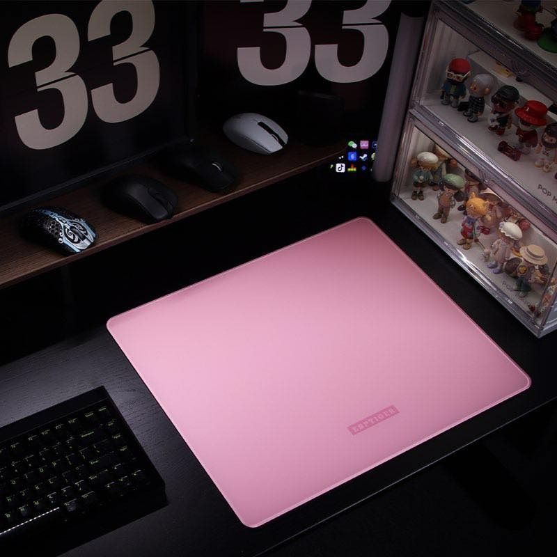 ESPTIGER ガラスマウスパッド Lotus Pink Glass 480x400×4mm 底面ラバー ガラスパッド