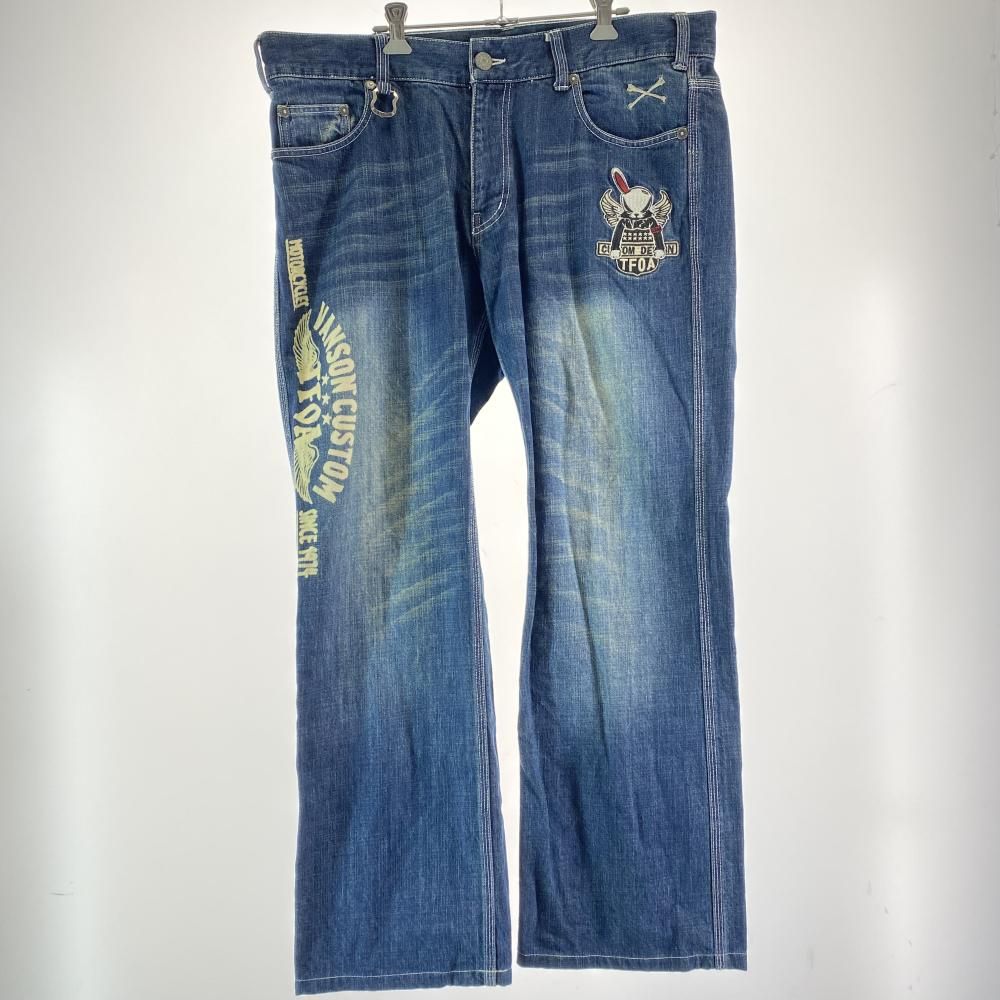 中古】VANSON T.F.O.A デスラビット＆ロゴ刺繍デニムパンツ サイズ36 