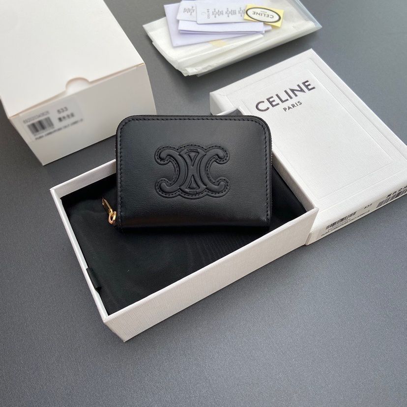 新品未使用】Celine セリーヌ コンパクト ジップウォレット キュイル トリオンフ 10K533 コインケース 財布 小さい財布 ミニ財布  ブラック 黒 - メルカリ