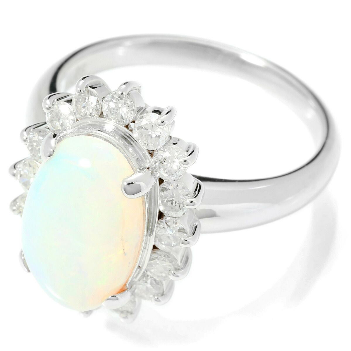 リング 指輪 ホワイトオパール 2.09ct ダイヤモンド Pt900 13号 中古