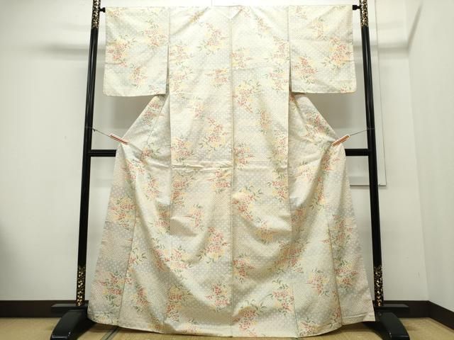 平和屋着物○本場大島紬 雪輪草花文 正絹 逸品 未使用 AAAV9182np