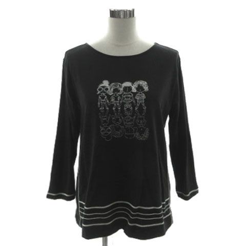 新品タグ付き‼️ Picone CLUB 長袖カットソー プリント ブラック ピッコーネクラブ PICONE CLUB シャツ カットソー 長袖 ロンT