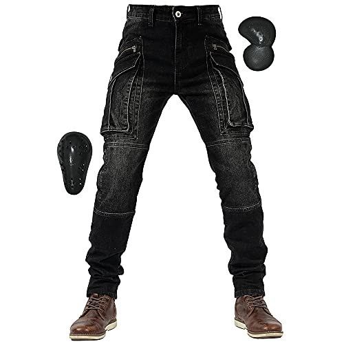 Size XL_Color ブラック メンズバイク用パンツ ライディングパンツ 春秋向け ライダースパンツ プロテクター デニムジーンズ バイクズボン オールシーズン バイク用メンズパンツ ストレート 耐磨 バイク用ジーンズ ストレッチ素材 ブラック XLサイ