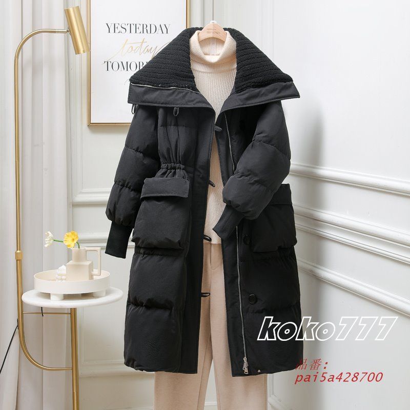 コート レディース ダウンコート 折襟 ロング ミディアム 通学 ポケット 通勤 オーバーコート 仕事 防寒服 女子アウター アウトドア 外套 お出掛け 冬 pai5a428700