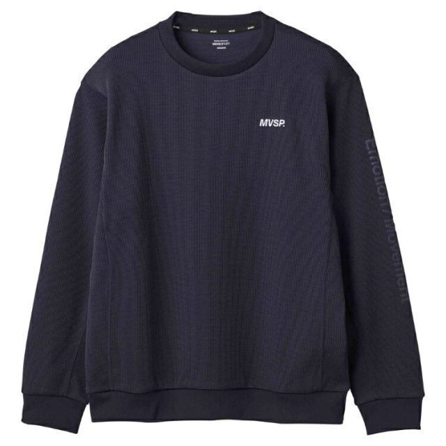 DESCENTE デサント S.F.TECH ソフトワッフル スウェットクルー ネイビー XAサイズ DMMVJC23 NV | スポーツ ウエア 服 衣類 機能性 トップス 長袖 ロングスリーブ 素材 ストレッチ性 伸縮性 クルーネッ