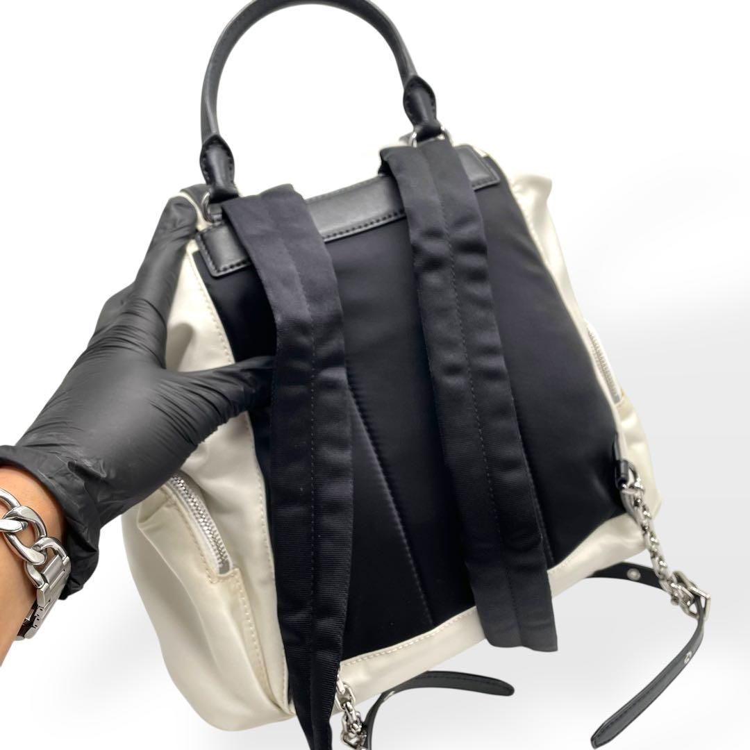美品 レア MICHAEL KORS リュック ナイロン レザー ホワイト MK