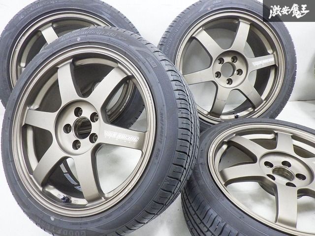 【2023年タイヤ付】RAYS レイズ ボルクレーシング TE37 SAGA 17インチ 7.5J +44 PCD100 5穴 4本 86 BRZ プリウス 215/45R17  棚1H24