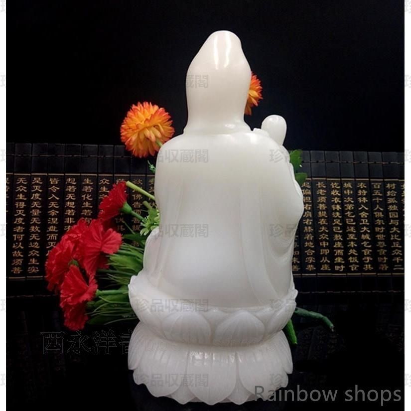 天然アフガニスタン白玉送子観音菩薩置物家庭工芸品玉観世音坐蓮供養