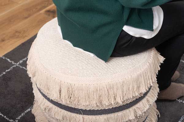 発泡ビーズのラウンドクッションスツール 約φ45×H43cm No.005 Ｂ MARWIL-DEMENAGEMENTS_CH