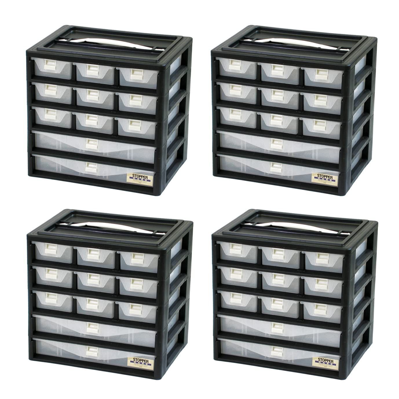 【在庫処分】釣り具 道具箱 DIY 小物収納 [幅29.4×奥行20×高さ28cm] 5A-902 仕切版付きストッパーケース 4個セット ストッパー付き 日本製 引き出し式ケース JEJアステージ