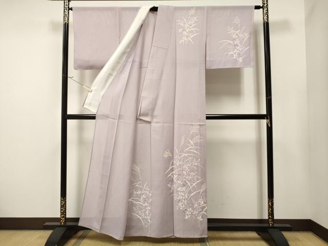 平和屋着物＊夏物 訪問着 絽 手描き 蔦の葉文 洗える着物 AAAZ0513jd