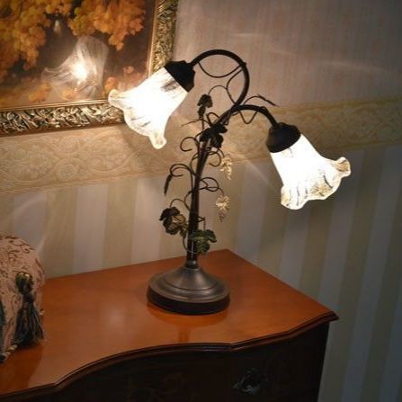 テーブルライト デスクランプ 室内エッセンス アマグラス ２灯タッチランプ LED電球対応 北欧 アンティーク クラシック 4004