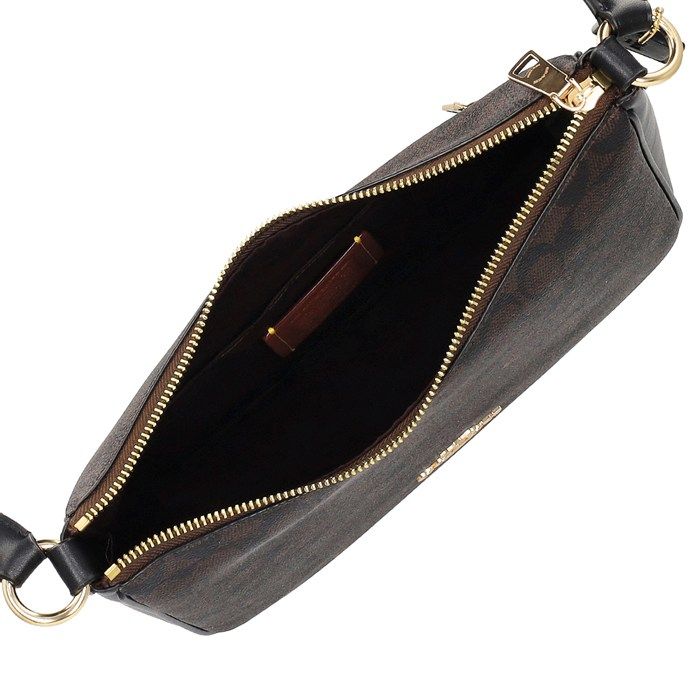 コーチ COACH ショルダーバッグ エリー ファイルバッグ CZ177 IMXAQ 2025 AW ウォルナット シグネチャーキャンバス ブラック レザー DECORATOM_COM_BR