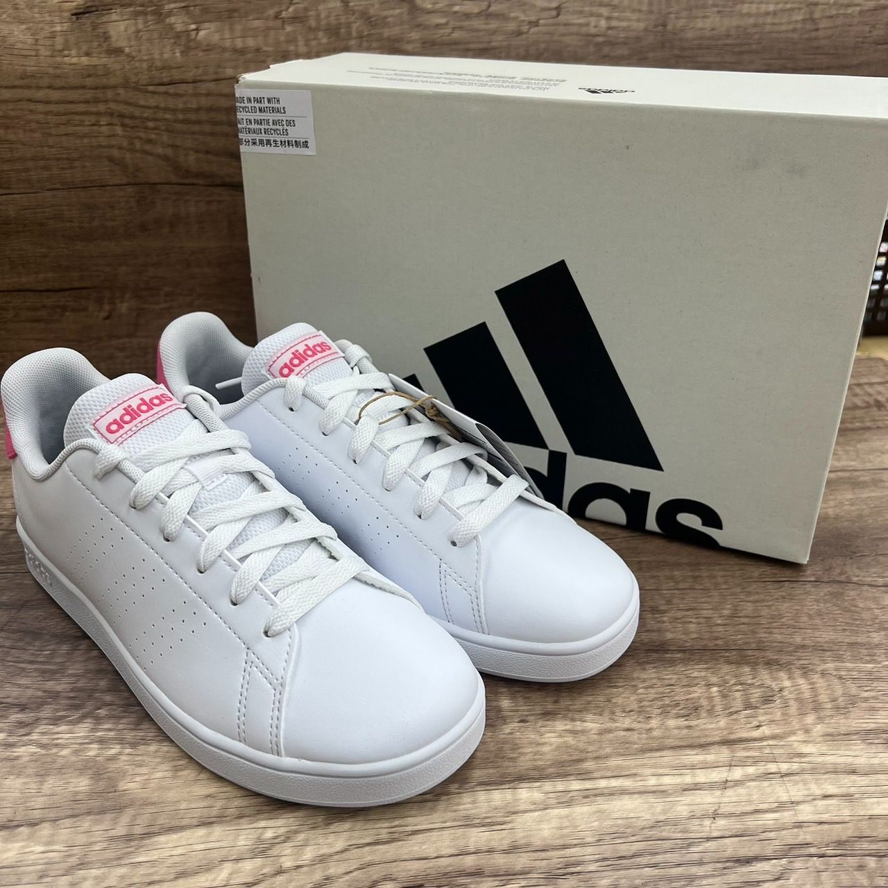 adidas アディダス ジュニア キッズ スニーカー IG2512 23.0 ホワイト×ピンク