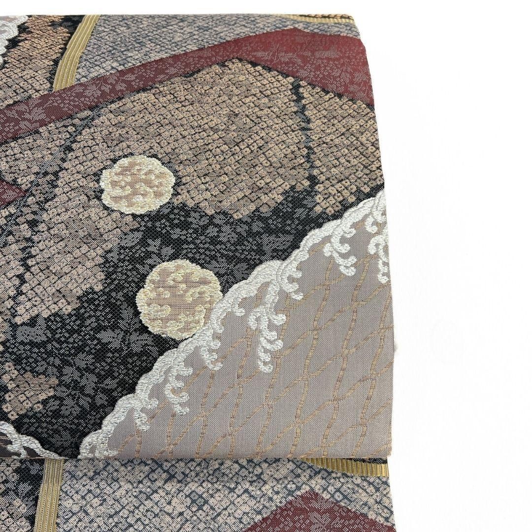 未着用 袋帯 鹿の子 波模様 花模様 金糸 銀糸 着物 045a p 未着用 袋帯 鹿の子 波模様 花模様 金糸 銀糸 着物 045a p
