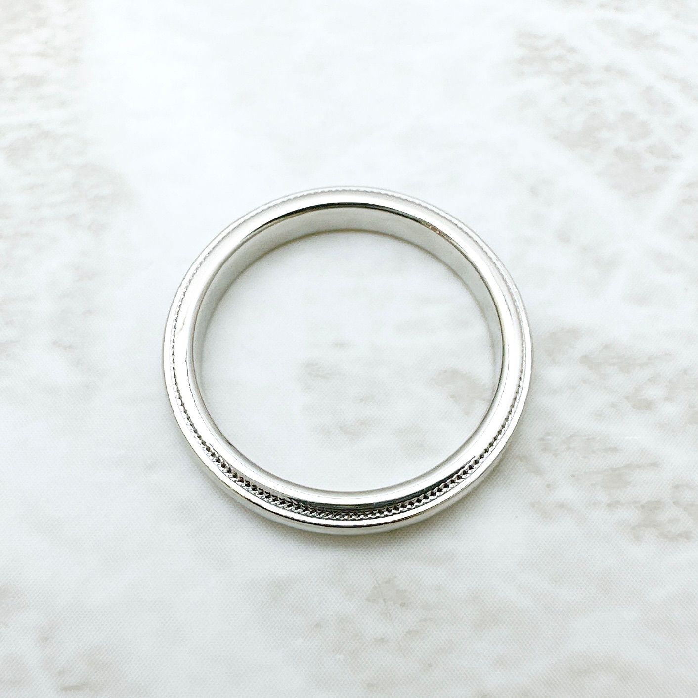 美品?Tiffany＆Co. ミルグレイン 3.0㎜ プラチナ リング 約10号 U 