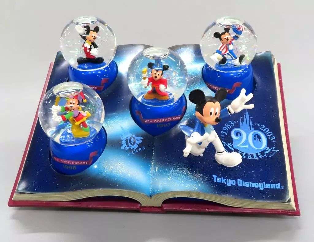 中古】雑貨 歴代ミッキー 20周年記念 ブック型スノーグローブ