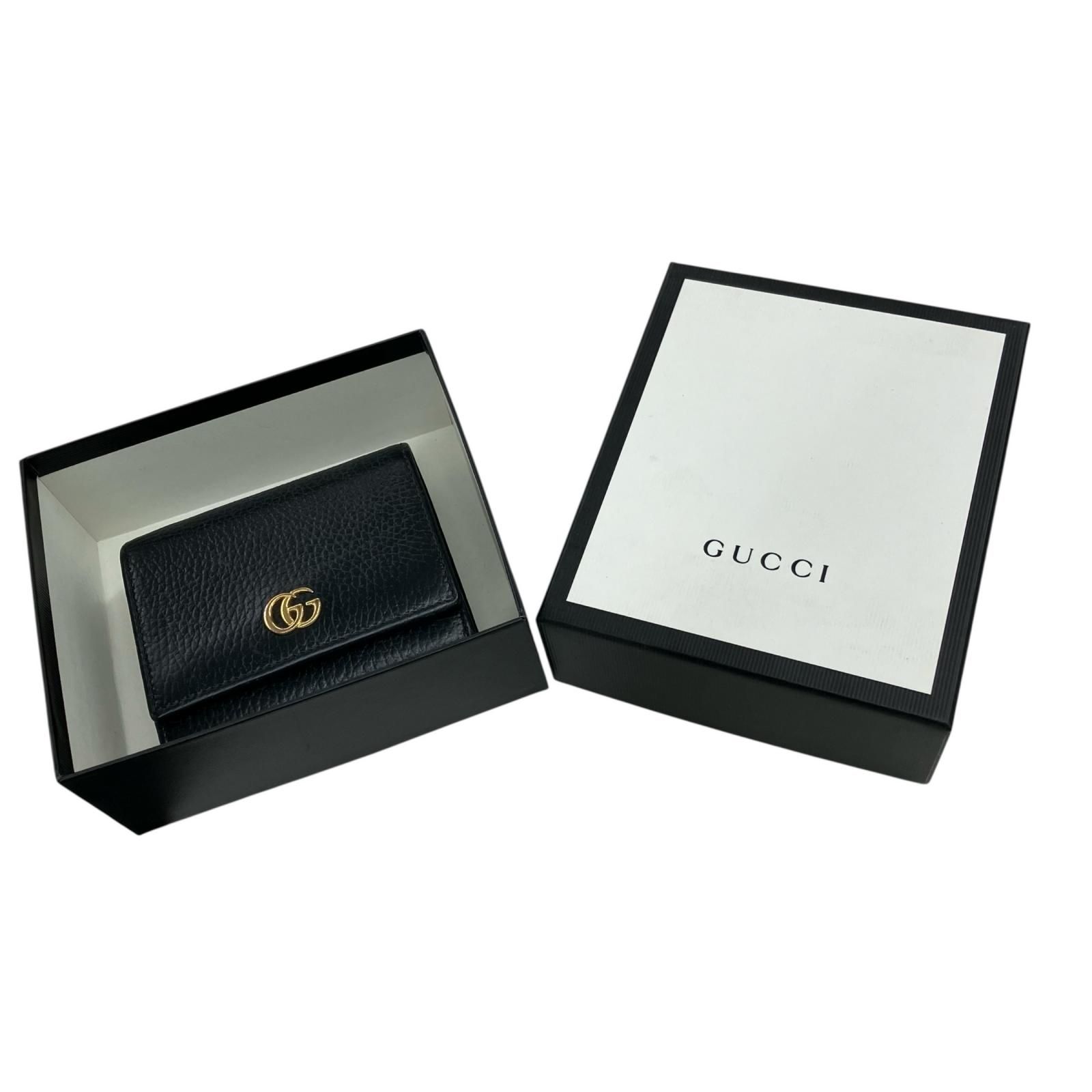 186005 GUCCI グッチ GGマーモント二つ折り財布 598587 2184 ブラック レザー