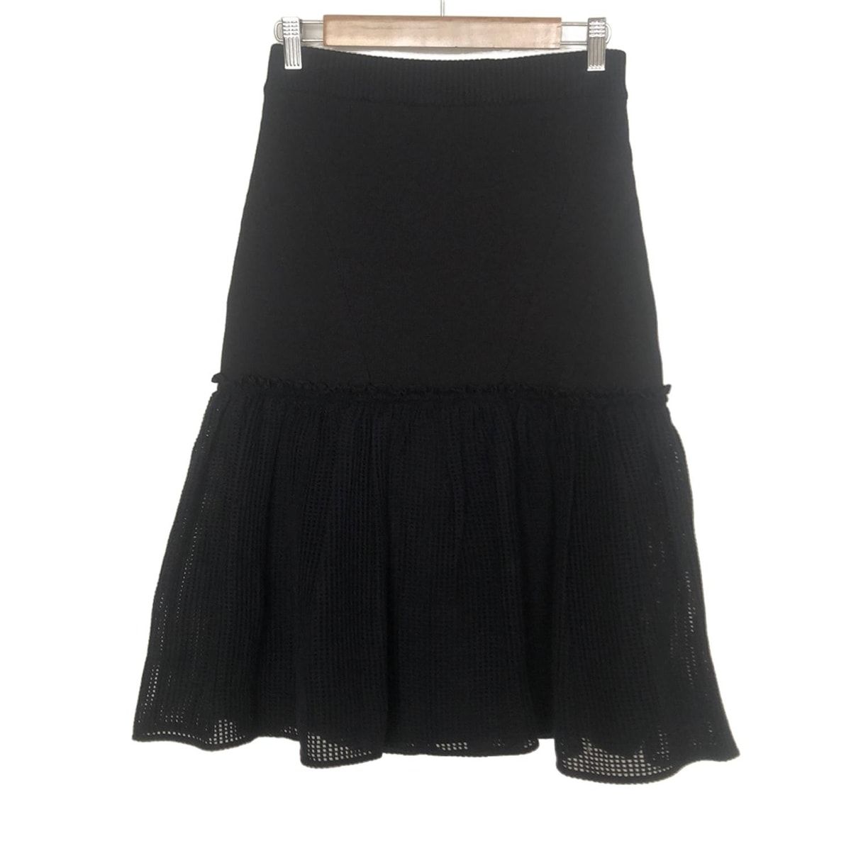 AKIRA NAKA アキラナカ ロングスカート サイズ2 M レディース - ダークネイビー×ネイビー ニット|メッシュ|ウエストゴム