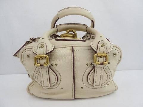 クロエ Chloe パディントン ハンドバッグ トートバッグ パドロック レザー ホワイト 白 レディース