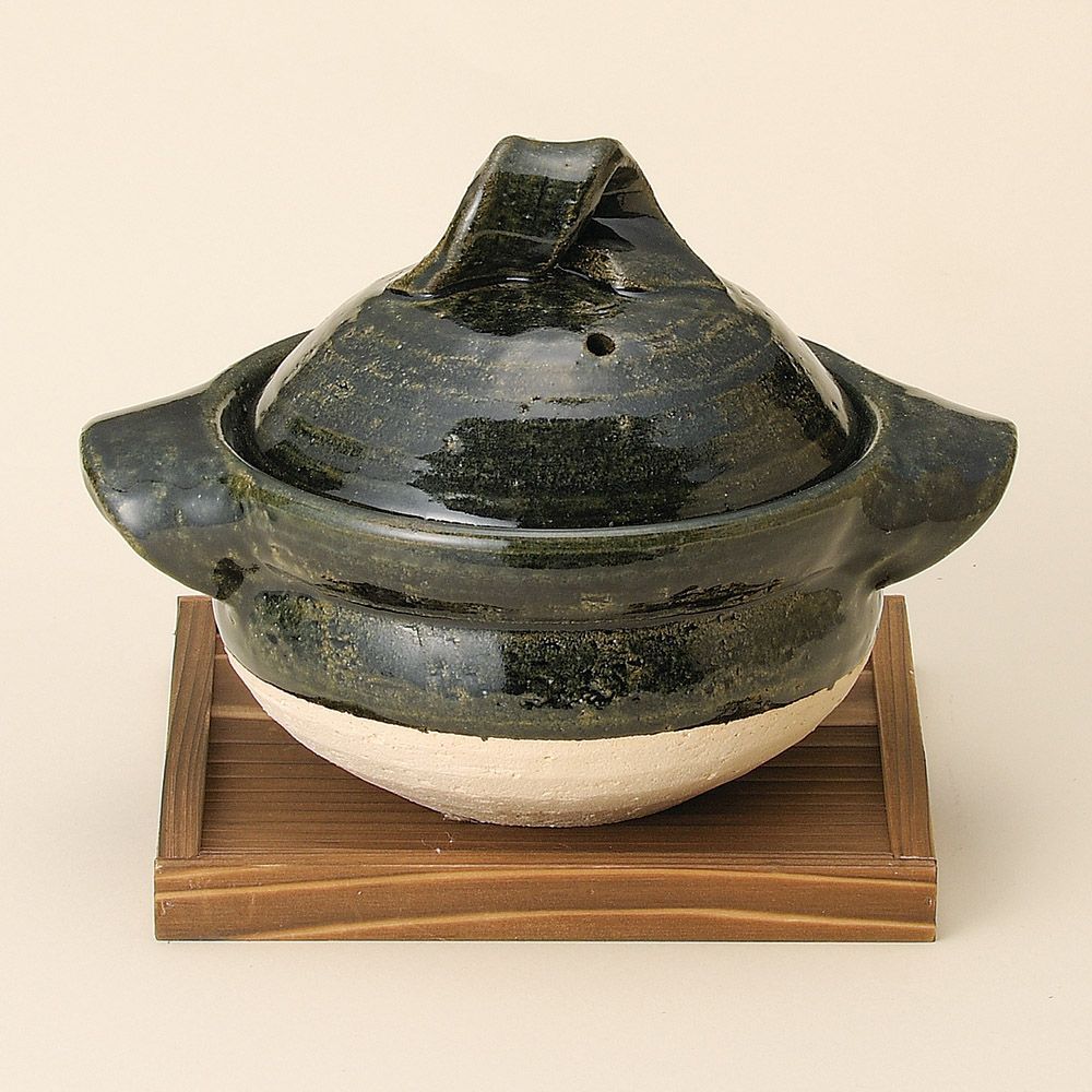 在庫処分スズ木萬古焼 羽釜 ごはん鍋 三合炊き しゃもじ敷板簡単レシピ