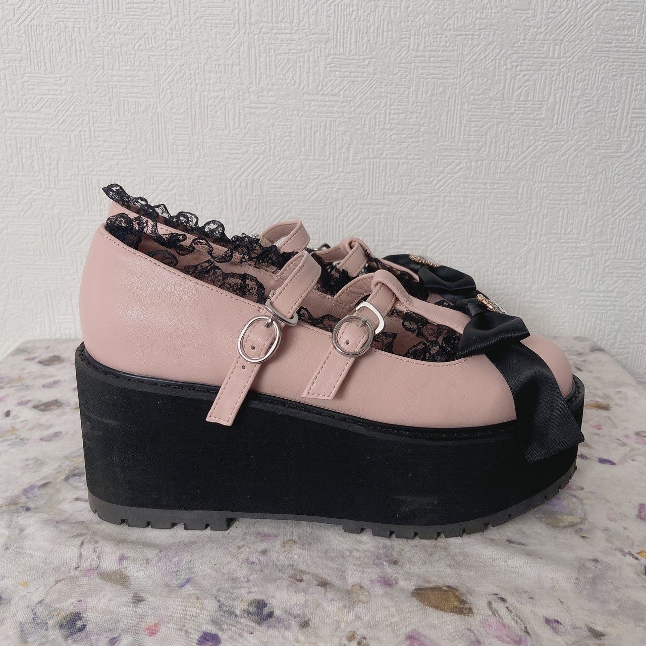 AnkRouge 厚底シューズ Ank Rouge ツイード厚底シューズ ピンク M