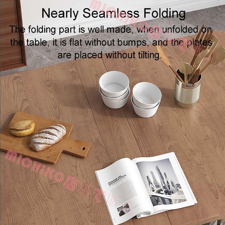 テーブルドロップリーフダイニングテーブル 6輪付き