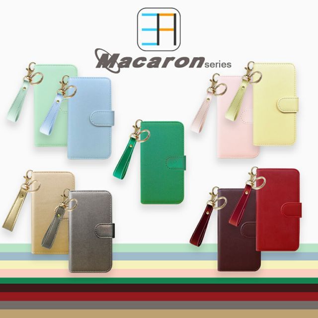 スマホアクセサリー naru - k arrows NX F-01J ケース 手帳型 キーホルダー セット マカロン風
