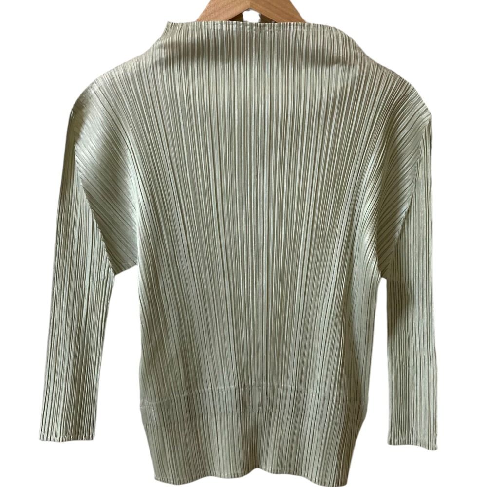 PLEATS PLEASE ISSEY MIYAKE プリーツプリーズ ハイネックブラウス ロングスリーブカットソー PP51-JK103 サイズ3 グレー レディース 古着