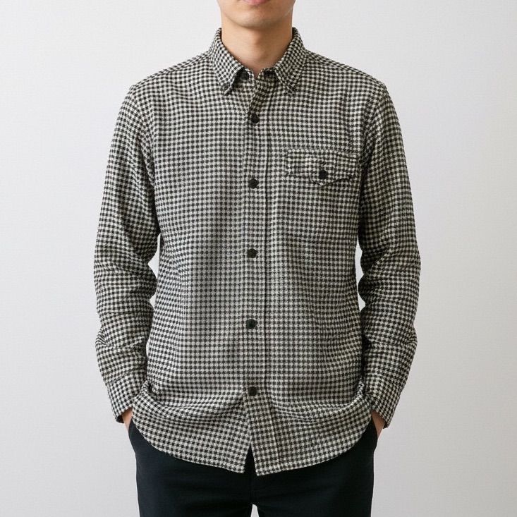 90s ラルフローレン ワークシャツ ギンガムチェック モノトーン