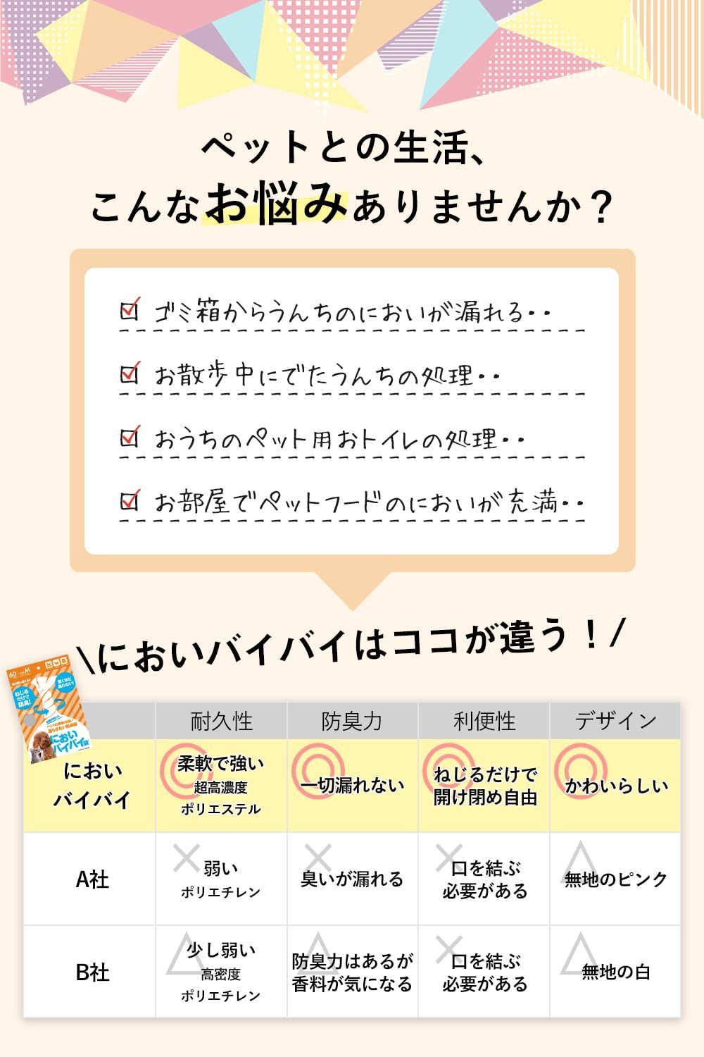 新品・即日発送】におわない袋 消臭袋 防臭袋 うんちが臭わない袋 猫 犬 トイレ 袋 においバイバイ袋 ねじるだけ 驚くほど 臭わない 移らない  衛生的な 袋 ペット用 ゴミ袋 消臭 M サイズ 60枚入 メルカリ