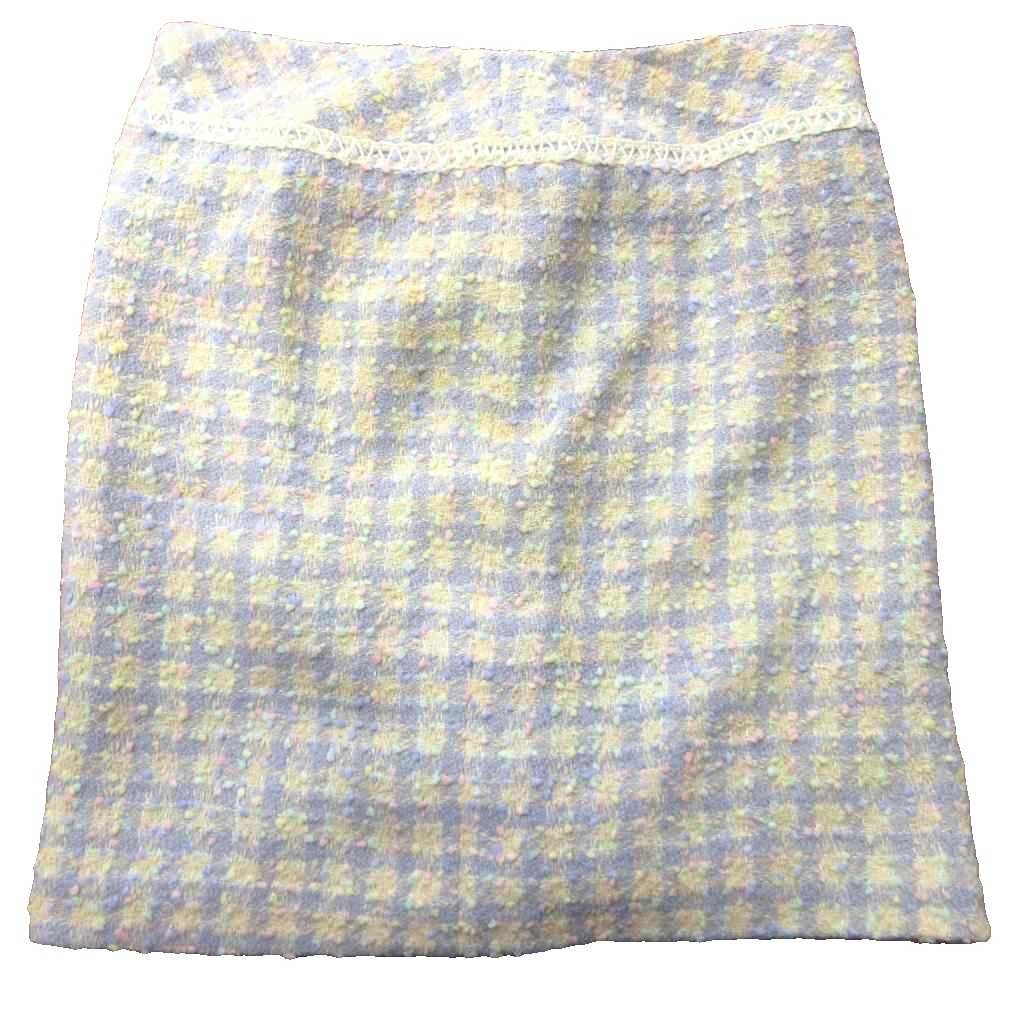 シャネル CHANEL 94P ミックスツイード タイトスカート ひざ丈 チェック パステルカラー マルチカラー 36 約S MNK1 WWW_OLIVIERBERNSTEIN_COM